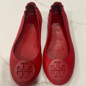 Tory Burch Minnie Travel Ballet RARE Red